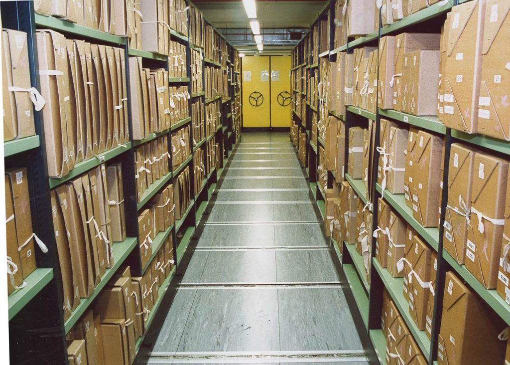 The National Archives repository shelving holding historical document series like RG4.