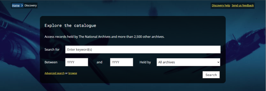 A screenshot of the National Archives Discovery search interface filtering for the RG4 series.