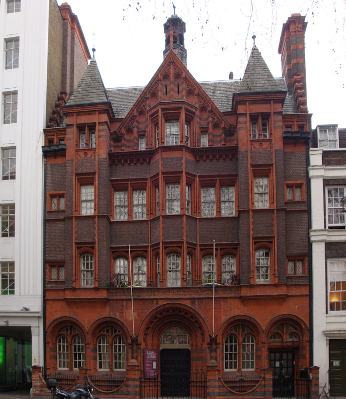 The exterior of the historic French Protestant Church in London representing Huguenot ancestral records.