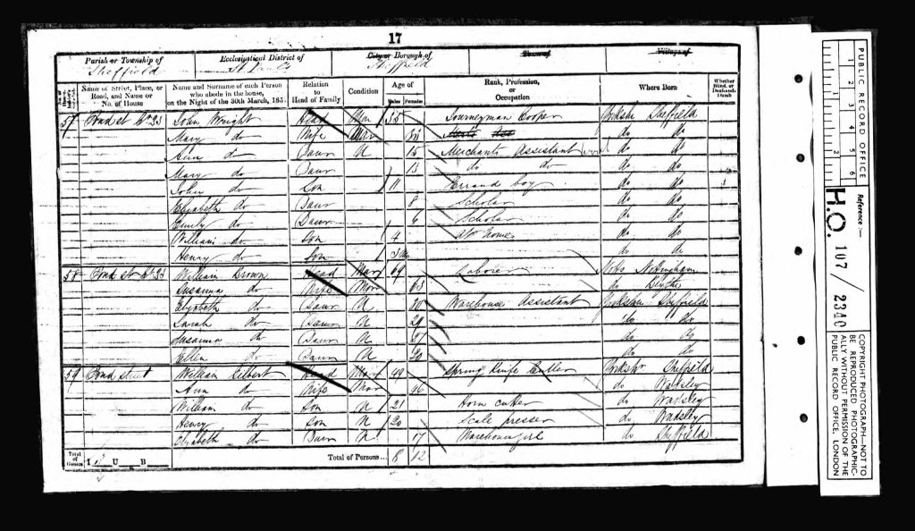 An original handwritten document page from the Victorian 1841-1921 census records.